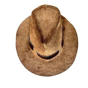 Skully Henschel Leather Hat Grateful Dead Outback‎ Indiana Jones Size S VTG 70s